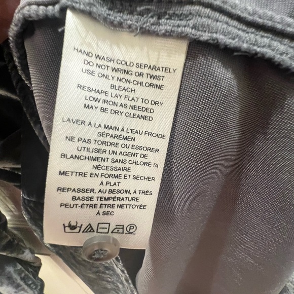 Small Anthropologie pilcro velvet femme button down collarless shirt grey gray - Picture 11 of 14